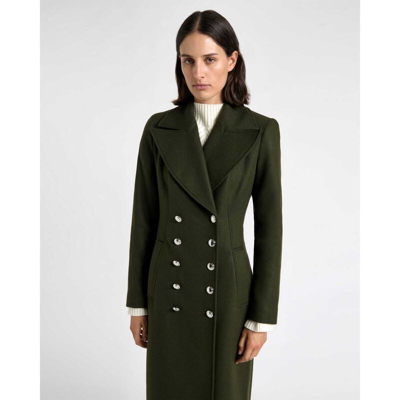 Cue Olive Italian Wool Military Hourglass Coat image number 3